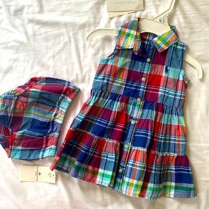 Ralph Lauren baby girl 6m plaid dress NWT matching bloomers